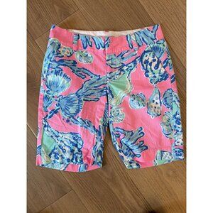 Lilly Pulitzer Womens The Chipper Short Pink Pout Barefoot Princess Print Size 0